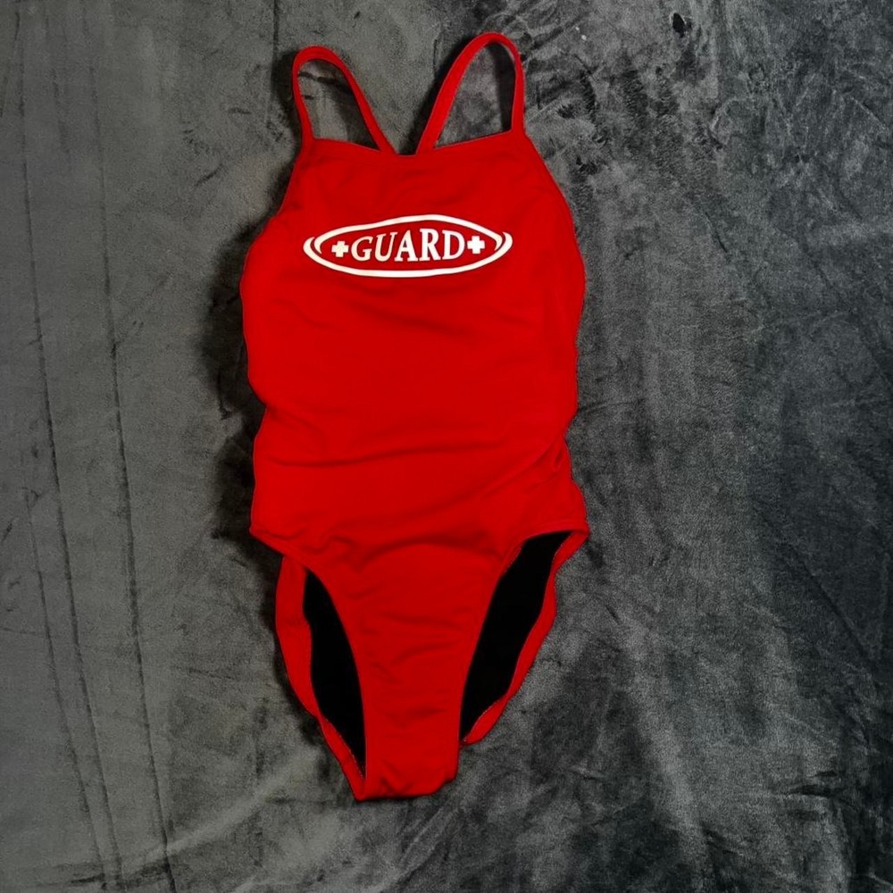 Lifeguard One Piece Swimsuit Red Youth Large 12 Size 30